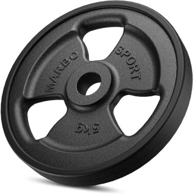 Набір гантельних дисків Marbo Sport Tri-Grip з чавуну з гумовим покриттям, Ø31 мм, різна вага