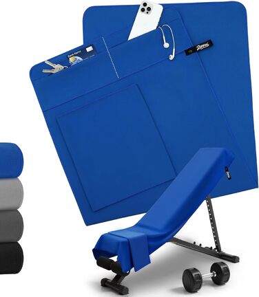 Рушник для фітнесу Zepphi: великий (120x50 см) + маленький (80x30 см) | Мікрофібра, кишеня на блискавці | Швидковисихаючий, для спортзалу та тренувань, блакитний