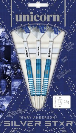 Дротики Unicorn Silver Star Gary Anderson 21 г, сталева вістря, сині