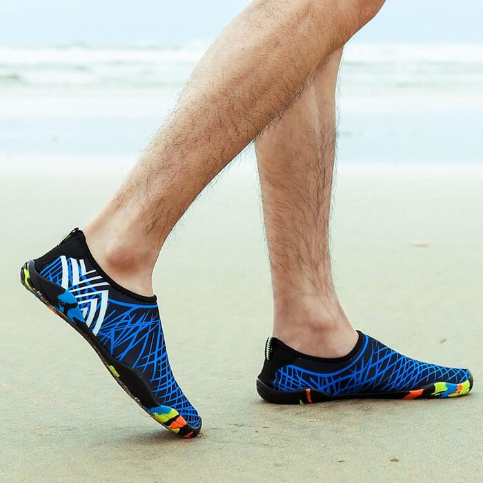 Водні черевики для плавання та серфінгу: чоловічі та жіночі, антиковзаючі, швидковисихаючі, розмір 36-45, колір блакитний