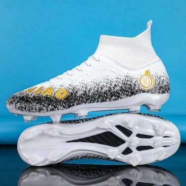 Чоловічі футбольні бутси хай-топ на штучному газоні, професійні кросівки для легкої атлетики, спортивні бутси для підлітків, розмір 41 1/3 EU, білий колір