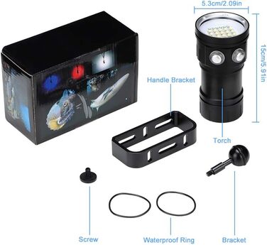Підводний ліхтар Akozon 18000LM, 500м, 7 режимів, IPX8, з ручкою