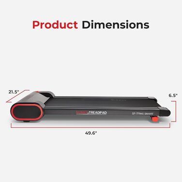 Бігова доріжка Sunny Health & Fitness SF-T7945SMART під стіл, розумна, тонка, з пультом, енергоефективна, підвищена безпека