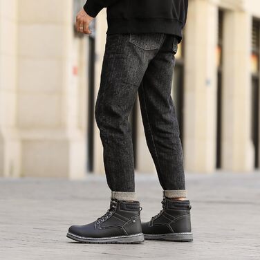 Чоловічі зимові черевики ANALEAF - теплі зимові чоботи для вулиці, водонепроникні, з антиковзкою підошвою, трекінгові, зелені (чорні, 42 EU)