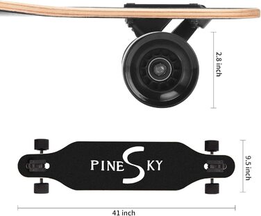 Лонгборд PINESKY 41 дюйм, Maple 8 шарів, для круїзингу, карвінгу, фрістайлу та даунхілу + T-Tool (тигр)
