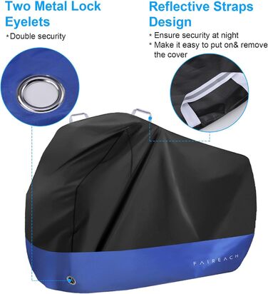 Водонепроникний чохол для велосипеда, преміум-якість 210D, захист від пилу, дощу, снігу, UV, з отворами для замка та сумкою, для всіх типів велосипедів, чорний+синій, для 1 велосипеда
