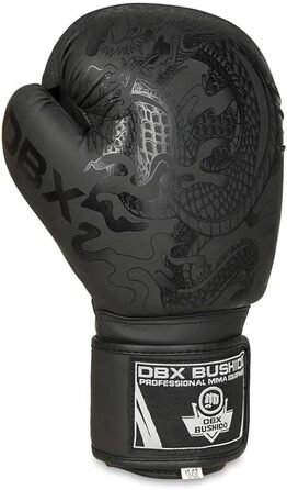 Боксерські рукавички DBX BUSHIDO Black Dragon 12oz для спарингів, кікбоксингу, бойових мистецтв, чорні
