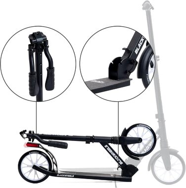 Самокат міський BLACKWHEELS Zoom City-Scooter 200мм, алюмінієвий, з амортизатором, складаний, регульований кермо, чорно-білий