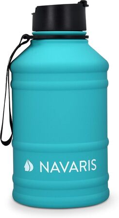 Navaris Фітнес-пляшка 2,2 л із нержавіючої сталі, спортивна пляшка для води, XXL бутель для тренувань, BPA Free, бірюзова
