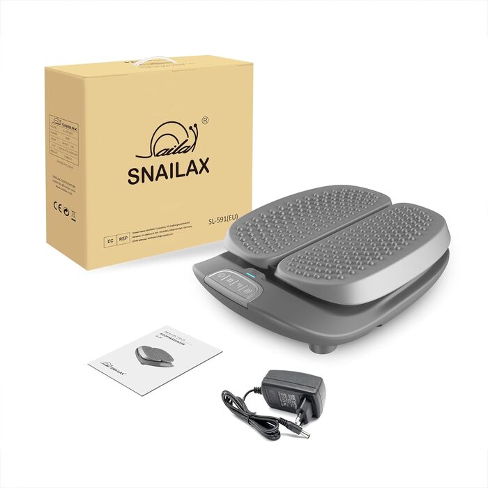 Електричний шиацу масажер для ніг Snailax з підігрівом, дистанційним керуванням і регулюванням вібрації для кровообігу, лікування підошовного фасціїту, знеболення, сірий