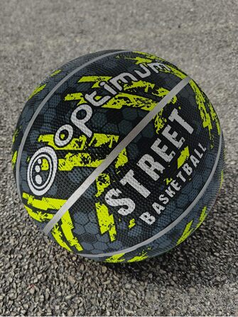 Баскетбольні м'ячі OPTIMUM: зносостійке зчеплення, універсальні для гри в приміщенні та на вулиці, оптимальний контроль та точність. (Розмір 7, Чорний/Жовтий)