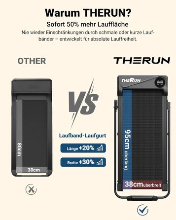 Складана бігова доріжка THERUN Walking Pad, компактний тренажер для ходьби, до 10 км/год, темно-синій