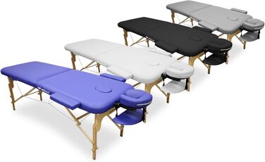 Масажний стіл WELLCORE, складаний, дерев'яний, екошкіра, 185x65 см, регульована висота, знімний підголівник, розширювачі для рук, отвір для обличчя, сріблястий, до 225 кг
