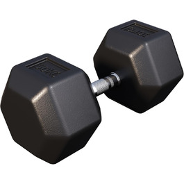 Гантелі GORILLA SPORTS Hexagon 50 кг – шестигранні, гумові, чавунні, рифлений хромований гриф, чорні, для фітнесу та силових тренувань