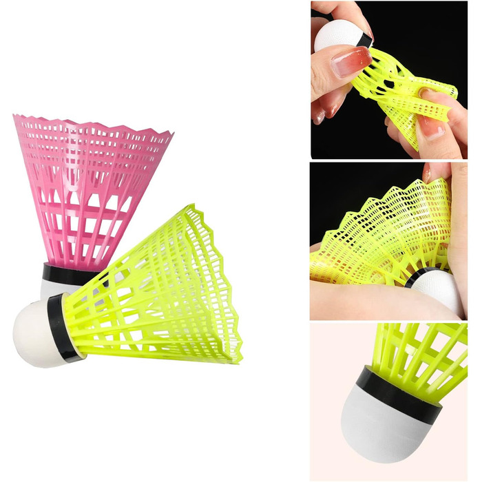 Набір для бадмінтону FYSL 12 шт. Міцні нейлонові волани для гри на відкритому повітрі, тренувань, відпочинку, початківців. Білий+Жовтий+Рожевий