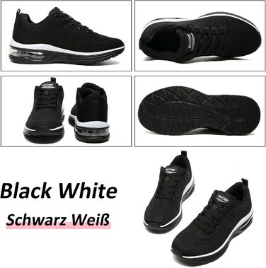 Жіночі кросівки для фітнесу та бігу Laufschuhe (42 EU, чорно-білі) з амортизацією та підтримкою стопи