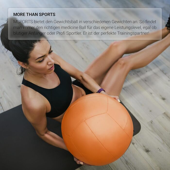 MSPORTS М'яч для фітнесу Wall-Ball, медичний м'яч, 2-10 кг, преміум якість