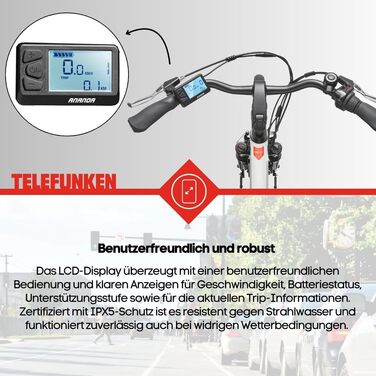 Електровелосипед TELEFUNKEN RC835 для міста, 28 дюймів, 250 Вт, 468 Вт·год, 3-швидкісна втулка, для жінок і чоловіків, до 100 км, з допуском до дороги
