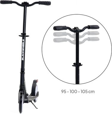 Самокат міський BLACKWHEELS Zoom City-Scooter 200мм, алюмінієвий, з амортизатором, складаний, регульований кермо, чорно-білий