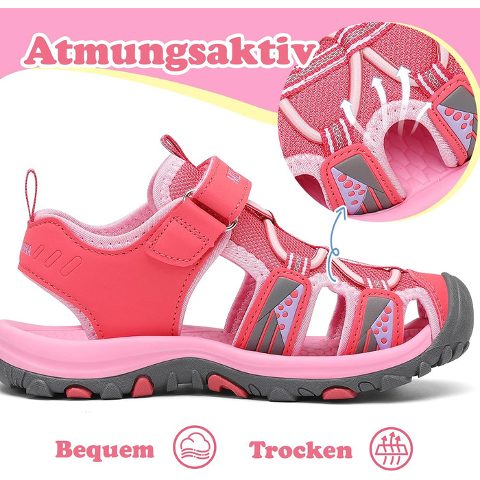 Сандалі дитячі Mishansha закриті для дівчаток, літні трекінгові, рожеві, розмір 31 EU