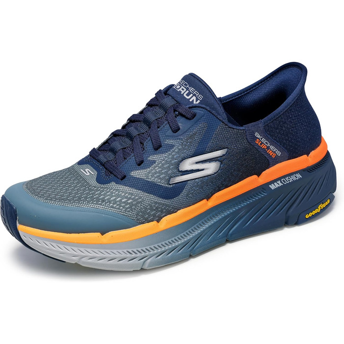 Чоловічі сліпони Skechers Max Cushioning Premier 2.0 Ascendant II, розмір 46 EU, темно-синій та помаранчевий, текстиль, синтетика