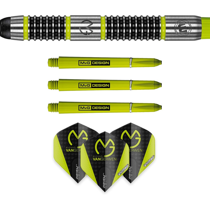 Дротики WINMAU Michael Van Gerwen Aspire 20 г, професійні, вольфрамові, для софттипу, з оперенням та стержнями
