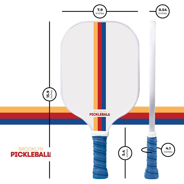 Паддл для піклболу Brooklyn Pickleball Co. | Вуглецеве волокно | Вулик | Нековзний руків'я | Одиночний | Білий