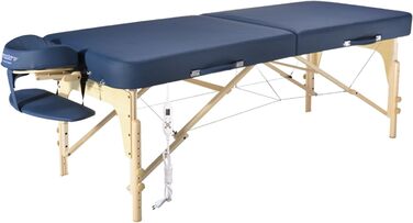 Складаний масажний стіл Master Massage Phoenix 71 см з підігрівом ThermaTop, дерев'яні ніжки, переносний, косметологічне ліжко, синій