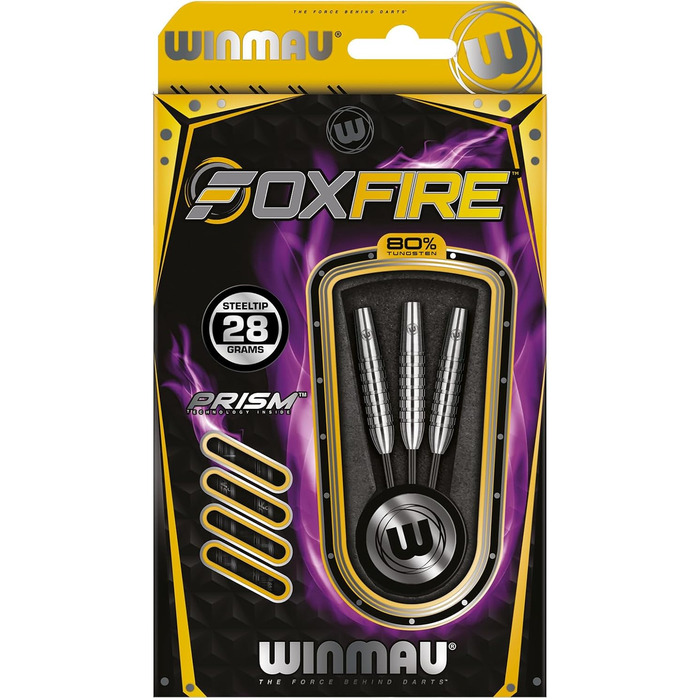 Дротики Winmau Foxfire Profi з вольфраму для дартсу, сталевий наконечник, комплект з перами та держателями