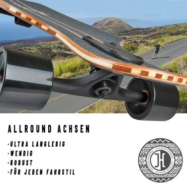 Лонгборд JUCKER HAWAII NEW HOKU Flex 1 з бамбука та скловолокна, преміум-якість, для тривалого катання, німецький бренд