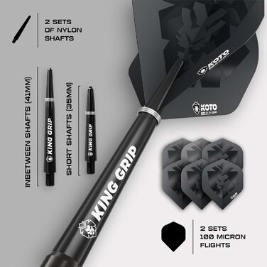 Дарти KOTO Sting Black 22г, сталеві, 90% Tungsten, комплект (3 шт) + пір'я та штоки