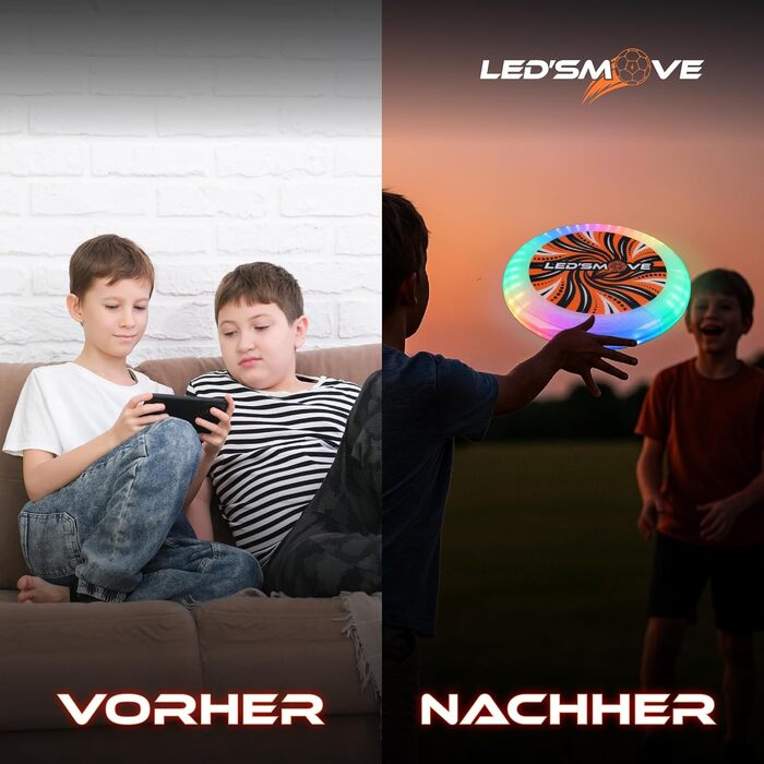 Світлодіодний фрісбі LED'S MOVE з RGB підсвіткою 25 см, USB-C, водонепроникний, для активного відпочинку