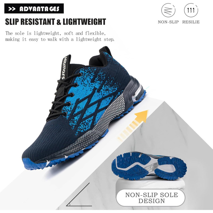 Hitmars Кросівки для чоловіків та жінок. Спортивні, для бігу та занять спортом. Чорний колір, розміри 36-48 EU (37 EU, блакитні)