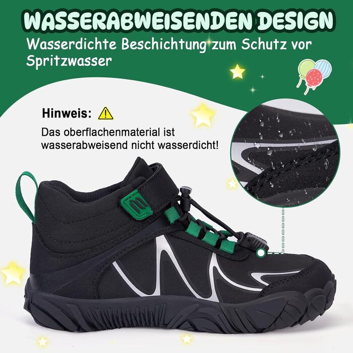 Дитячі шкарпетки-кросівки для ходьби без взуття (Barfußschuhe) – легкі, водонепроникні, неслизькі, розмір 27-35 (чорний)