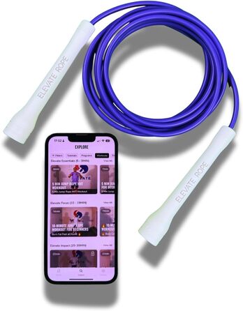 Професійне скакалка Elevate Speed Rope MAX з міцного PVC, нейлонового сердечника, довжина до 3 метрів, чорні/білі ручки (фіолетовий)