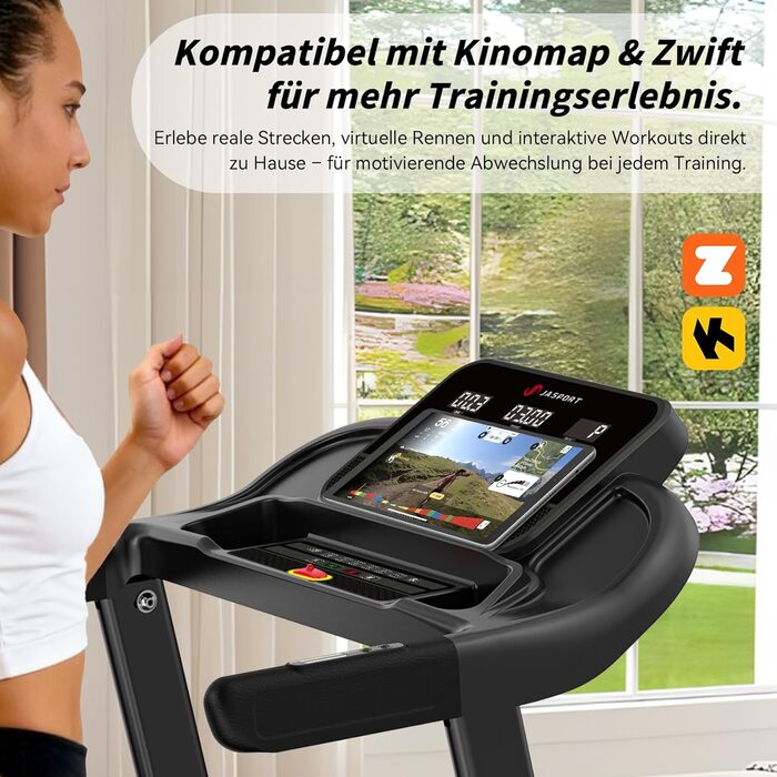 Біговий тренажер L3 для дому, складаний, з тихою амортизацією, Bluetooth, сумісний з Kinomap & Zwift, 4PS, до 20 км/год, кут нахилу 18%, розмір бігового полотна 1340x480 мм, до 120 кг