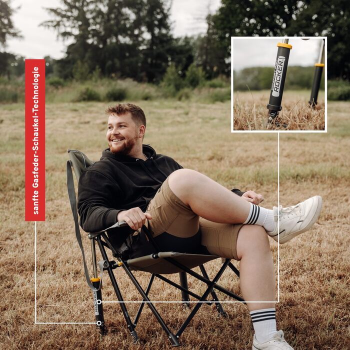 Крісло для кемпінгу CAMPWERK зі спинкою, розкладне, з підстаканником, легке в збиранні, преміум-якість