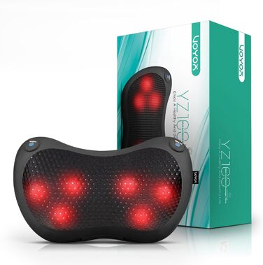 VOYOR HEALTH Масажна подушка з підігрівом, шиацу масажер з 3D головками, електричний прилад для зняття м'язового болю шиї, спини та ніг, подарунок для чоловіків і жінок, чорна