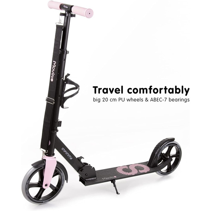 Самокат MOVINO Infinity Roller для міста, складаний, регульований, з тримачем для пляшки, для дітей та дорослих, алюмінієва дека