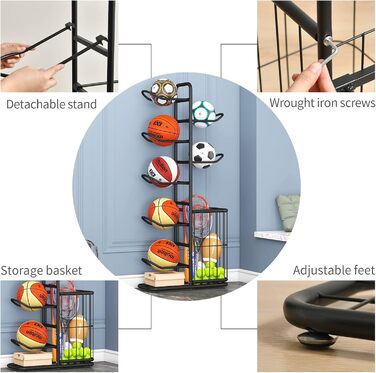 Стійка для зберігання спортивного інвентарю 7-Ball, 146 см (чорна)