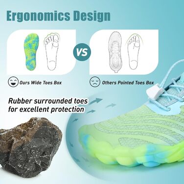 Водні черевики Mabove для жінок та чоловіків: купальні, пляжні, для плавання, серфінгу, аквашузи, 39 EU, блакитно-зелені