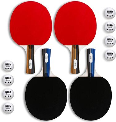 Набір для пінг-понгу: 4 професійні ракетки, розтягуване сітка, 6 м'ячів, сумка - для гри в приміщенні та на вулиці