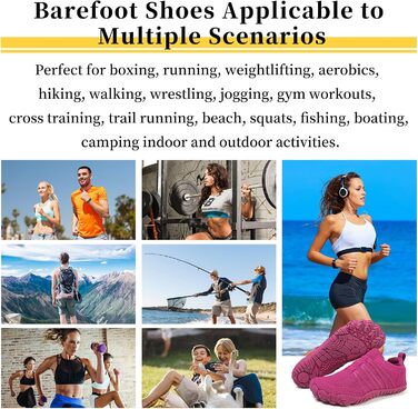 Босижні кросівки для жінок та чоловіків. Широкі босижні кросівки для бігу, трейлраннінгу, фітнесу. Zero-Drop підошва, кросівки з широкою передньою частиною. Легкі, дихаючі, комфортні, антиковзкі. Розміри 36-46 EU (36 EU, Рожево-червоний)