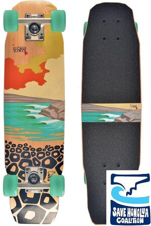 Скейтборд JUCKER HAWAII PONO KICK Woodyboard для дітей та дорослих, дерев'яний міні-лонгборд, круїзер для міста, повністю зібраний