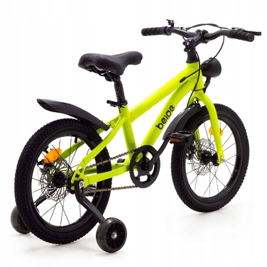 Дитячий велосипед Rowerek 14 дюймів, зелений, з дисковими гальмами та підтримувальними колесами