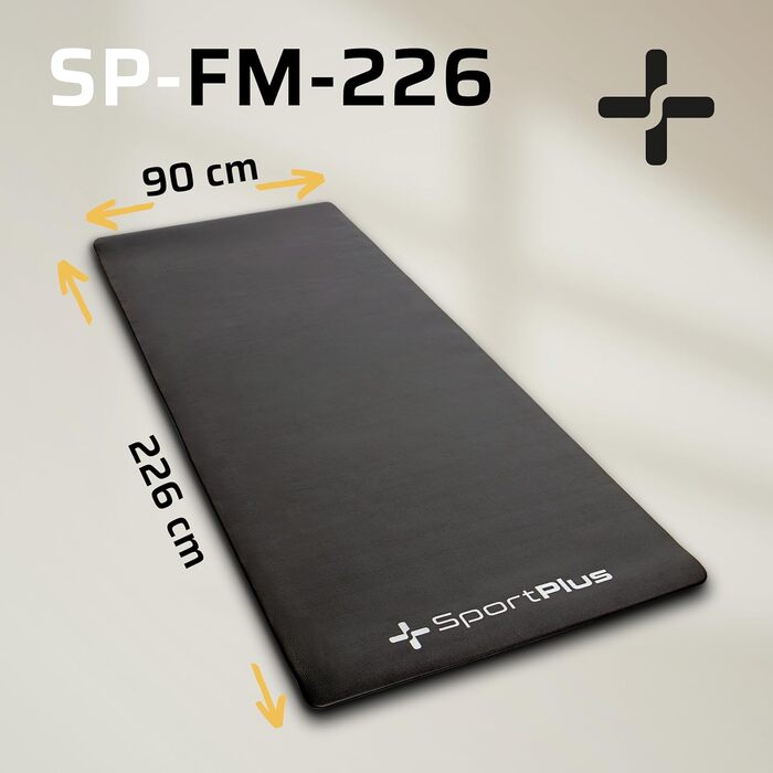 Захисна килимок для спорту SportPlus: протиковзка підкладка для тренажерів (велотренажер, бігове полотно, тренажер для веслування) та йоги, розмір 226x90 см