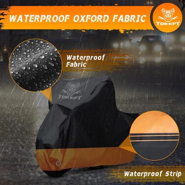 Водонепроникний чохол для мотоцикла чорно-помаранчевий (XXXL) 116' для Honda, Kawasaki, Yamaha, Suzuki, Harley Davidson