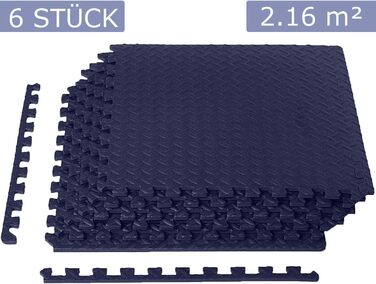Захисні мати-пазли Meisterhome 60x60 см, 6 шт, Tardis Blue, підлогові EVA мати для спорту, тренажерного залу, дитячої кімнати, комплект 2.16 м²