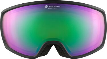 ALPINA DOUBLE JACK PLNT Q-LITE – Дзеркальна лижна маска OTG для дорослих, чорний-матовий, 100% UV-захист, посилення контрасту