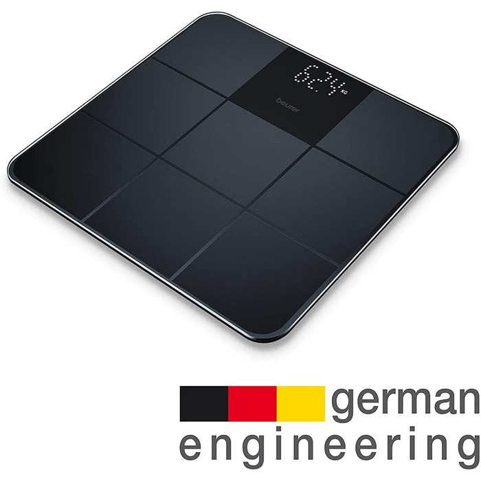 Beurer GS 235 електронна скляна вага для людей з Magic-Display, антиковзка матова поверхня під плитку, автоматичне вмикання/вимикання, чорна